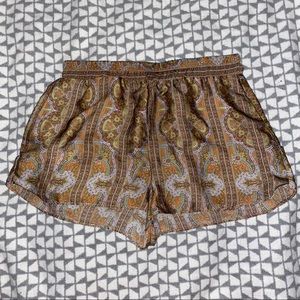 Paisley print satin shorts